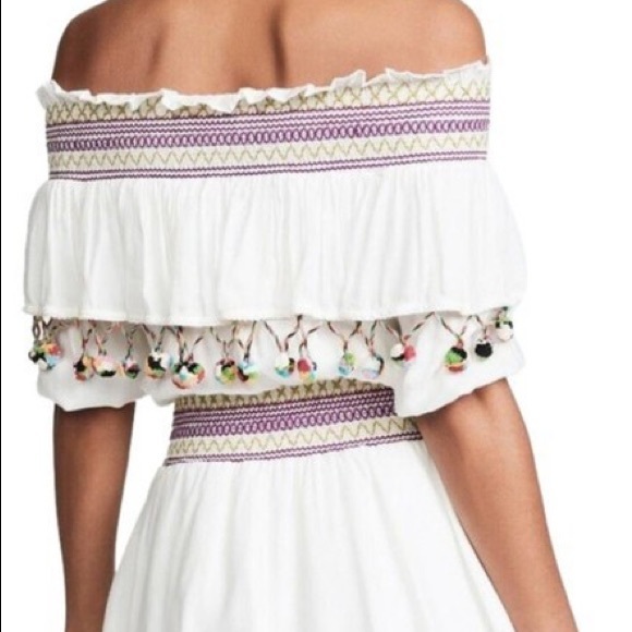 Red Carter Pom Trim Ruffle Dress / Sizes M, L - Picture 3 of 7